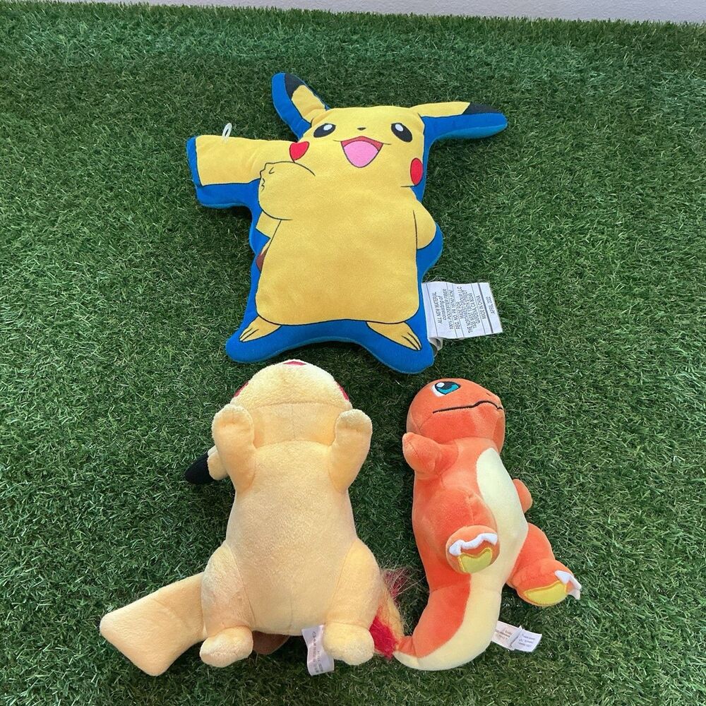 Pokemon Plush Lot of 3 Pikachu x2 Charmander Toy Factory Nintendo Stuffed Toys